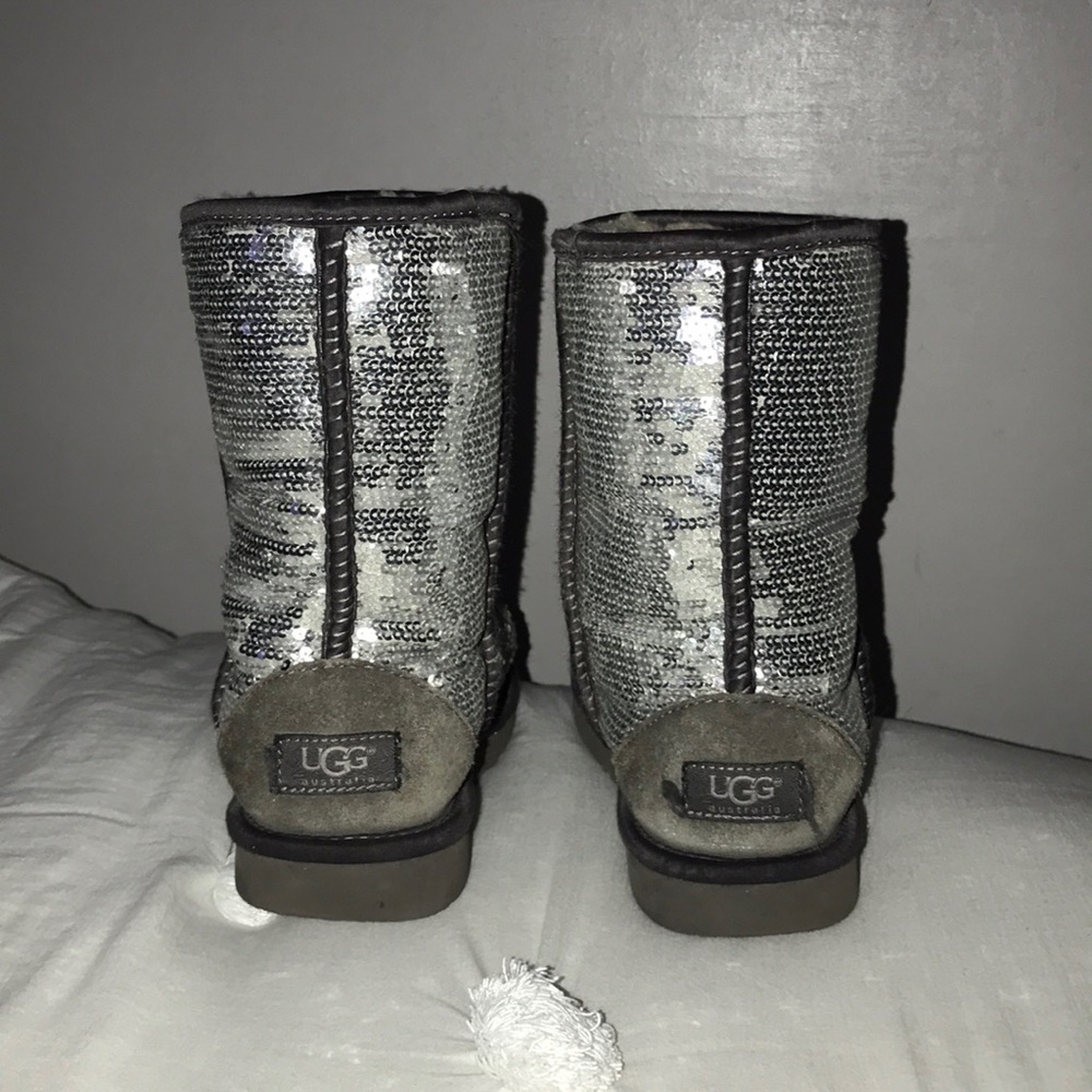 UGG Women’s Classic Short Sequin Boots in Silver